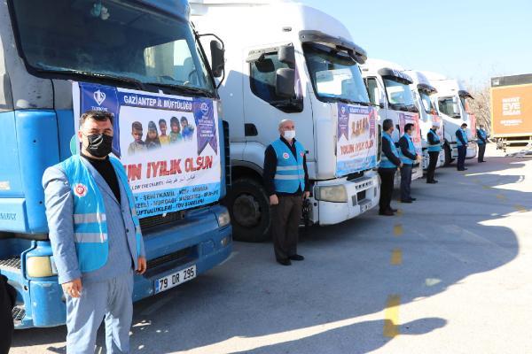 Gaziantep'ten, Suriye'ye 4 TIR yardım gönderildi